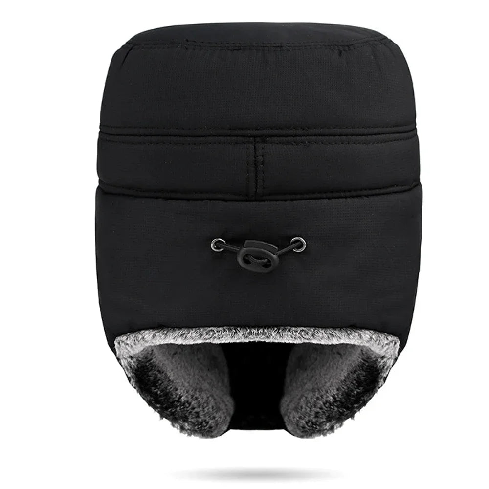 Fashion New Winter Bomber Hats Men's Northeast Mask Ushanka Lei Feng Hat Outdoor Windproof Keep Warm Thick Earmuffs Flat-Top Cap