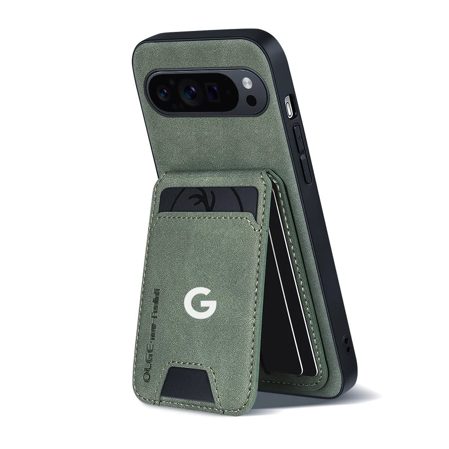 Business Luxury Sheepskin Leather Case For Google Pixel 9 10 11 Pro XL Card Holder Magnetic Stand Phone Cover For Pixel 9A 10A