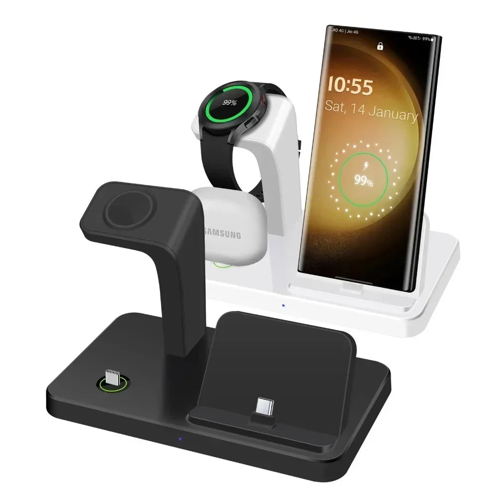 Desk 3 in 1 Type C Port Wireless Charger Dock For Samsung S26 S25 S24 Galaxy Watch 8/7/6/5/4 Buds Pro4/3/2 Fast Charging Station