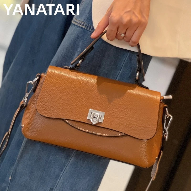 luxury handbags female crossbody bags Vintage Genuine leather one piece shoulder bag small square bag for women cowhide Blue bag