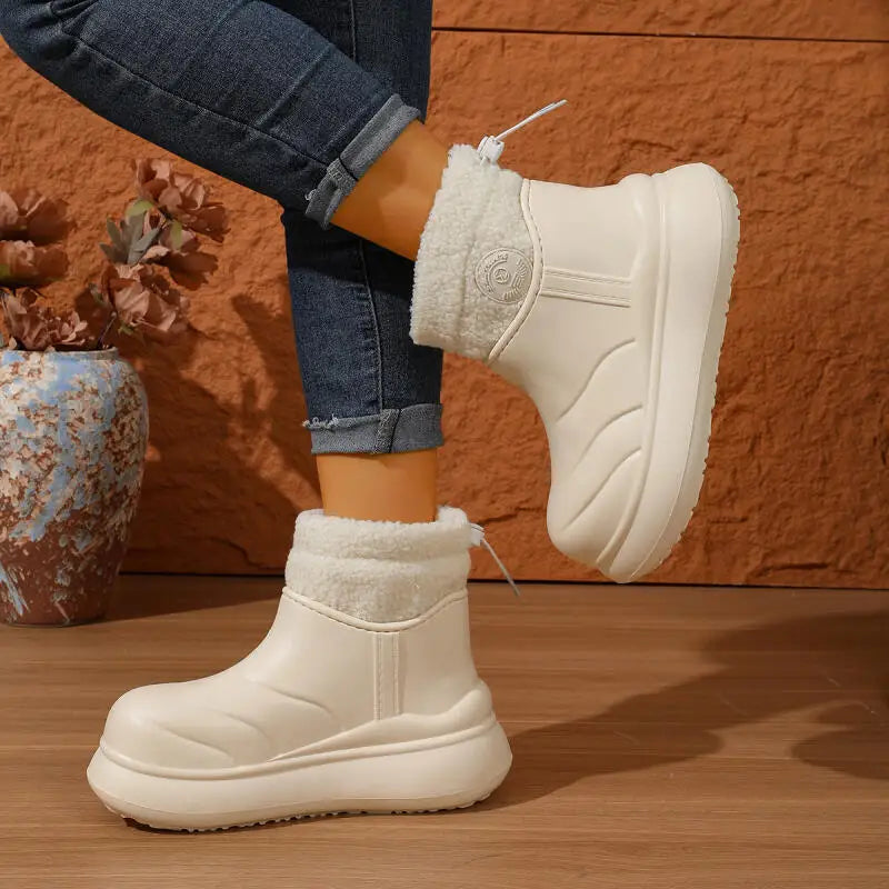 Waterproof Eva Thick Bottom Snow Boots Women 2025 Winter Comfort Platform Ankle Boots Berber Fleece Warm Plush Woman's Booties