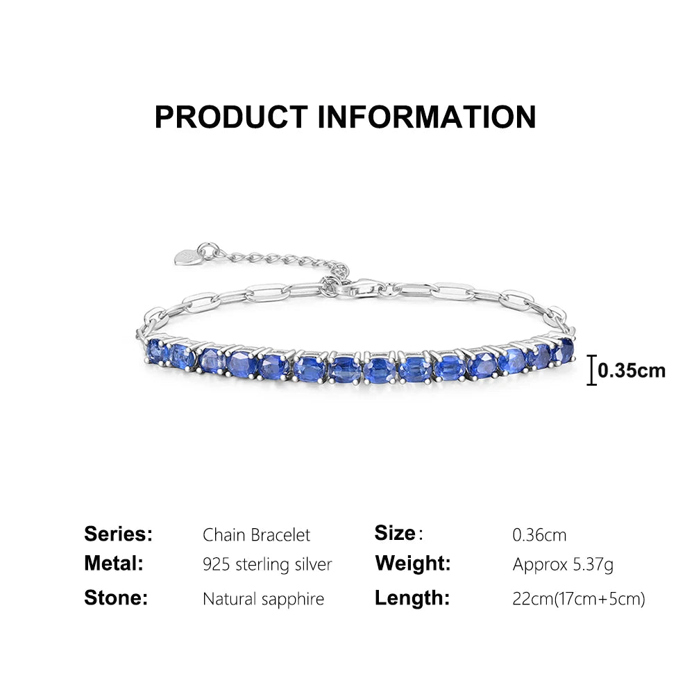 Simple design 925 sterling silver bracelet Natural kyanite oval 3*4mm real blue gemstones fine jewelry for women's banquet gifts