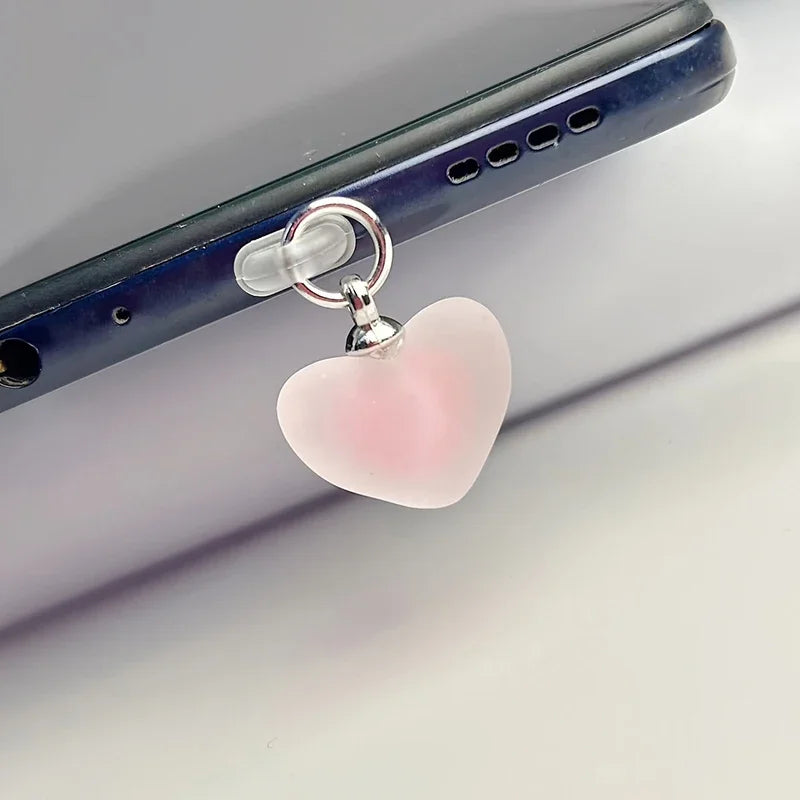 Gradient Heart Shaped Phone Dust Plug Pendant, Heart-Shaped Pendant Suitable for IPhone/Type-C Universal Phone Accessories