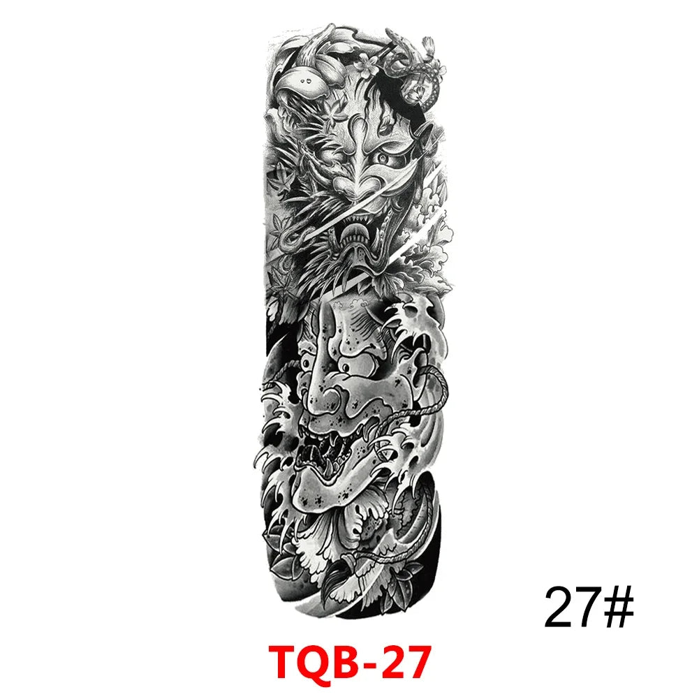 Waterproof Temporary Tattoo Sticker Full Arm Large Skull Old School Tatoo Stickers Flash Fake Tattoos for Men Women
