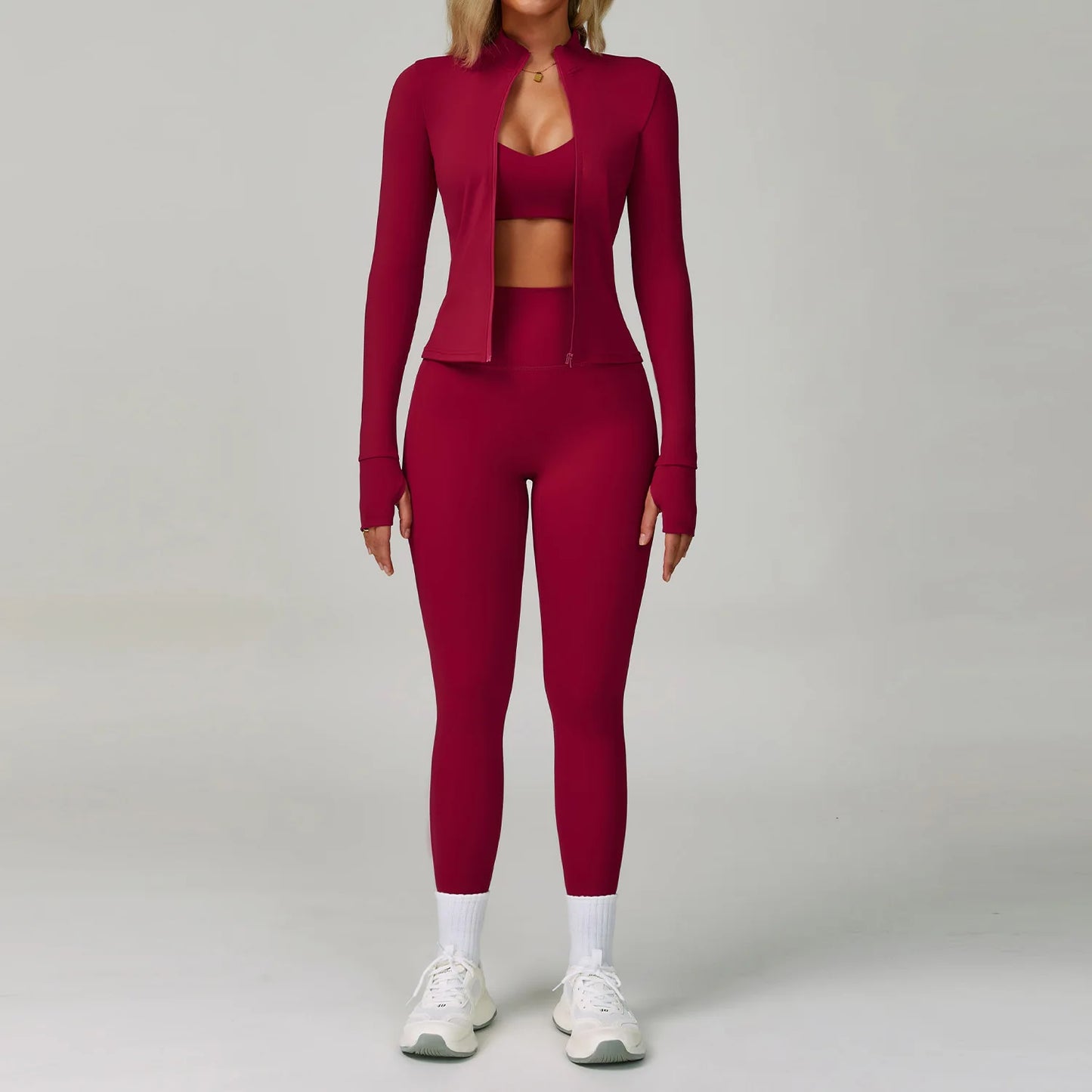 Yoga Sets Women Tracksuit Fitness Suit Sportswear Workout Long Sleeved Sports Bra High Waist Leggings Gym Clothing Sports Suits