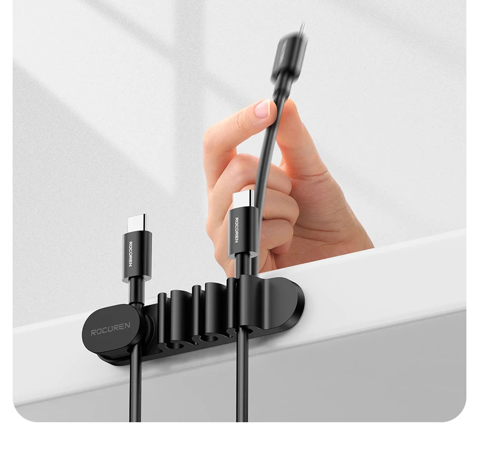 Organizer Silicone 5 Hole Cables Winder Flexible Wire Management Clips For Cable ClearanceCordProtector For Charger
