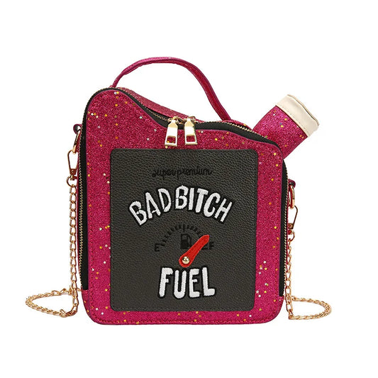 Women's PU leather fashion trend personality laser sequin embroidery letter creative oil bottle bag single room crossbody bag
