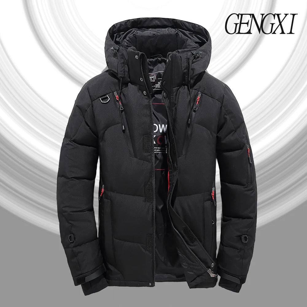 Men's Outdoor Lightweight Warm Detachable Collar Down Jacket Winter New Arrival Casual Fashion Multi-Pocket Workwear Down Coat