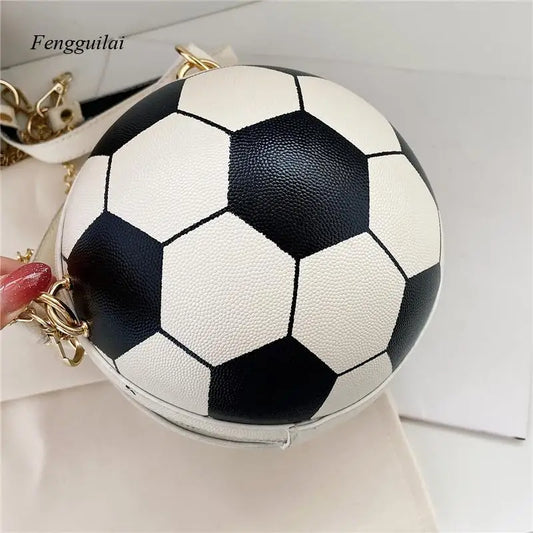 Women Handbag Round Basketball Football Barrel-Shaped Faux Leather Crossbody Shoulder Bag