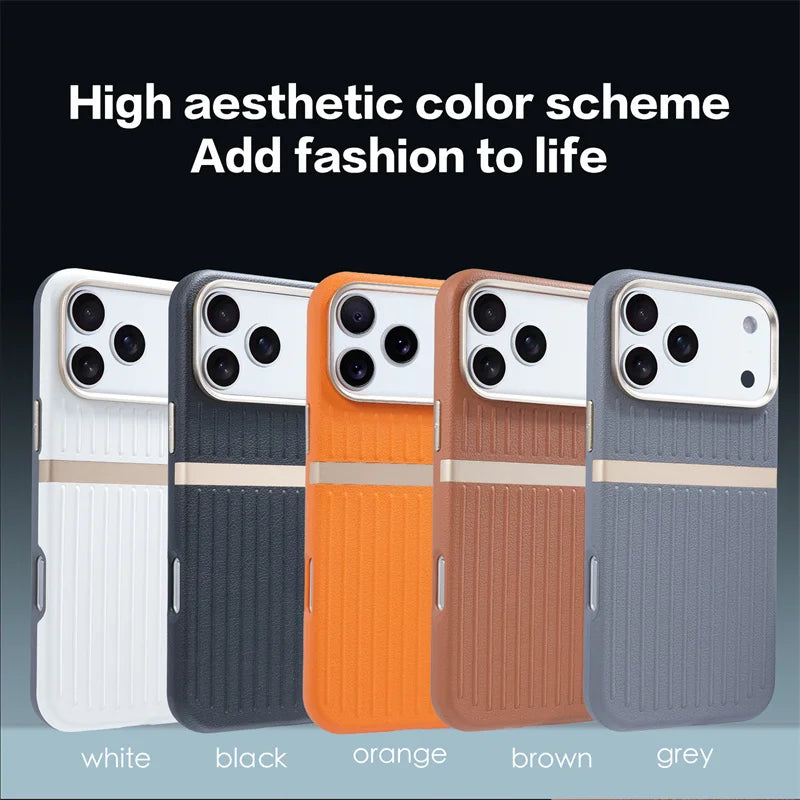 Business Luggage Leather Magnetic Case For iPhone 17 16 15 14 13 Pro Max 17Air For MagSafe Wireless Charging Fashion Cover Funda