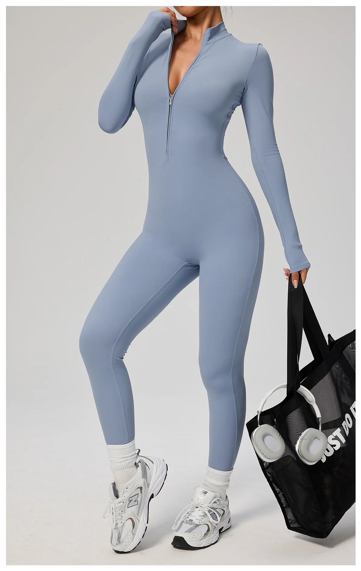 SOISOU Zipper Jumpsuit Women Quick Dry Clothing Sportswear Woman Gym Yoga Sport Sets Spandex Nylon Workout Sets Women Tracksuit