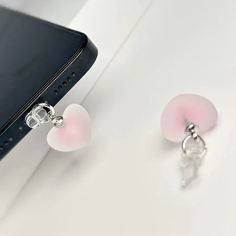 Gradient Heart Shaped Phone Dust Plug Pendant, Heart-Shaped Pendant Suitable for IPhone/Type-C Universal Phone Accessories