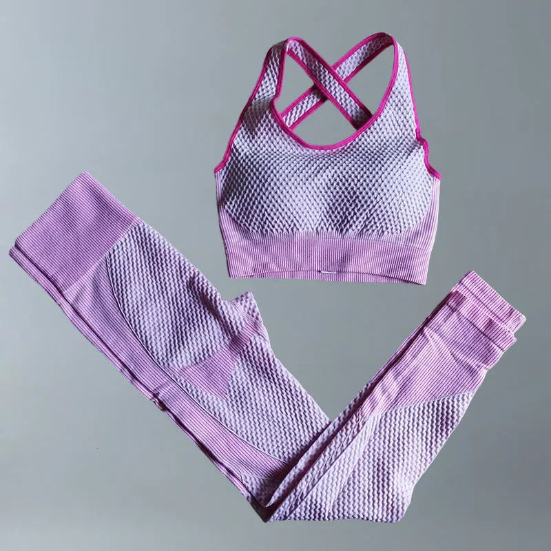 Yoga Suits Women Fitness Wear Gym Set Sports Outfits Training Exercise Workout Pants Long Sleeve Crop Top Bra Womens Tracksuits