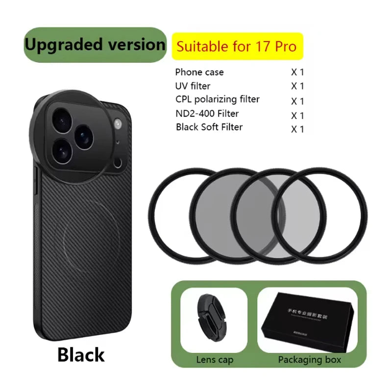 4 in 1 58mm Filter Set for iPhone 17 Pro/Pro Max With Universal CPL UV ND8 Starling Filter Magnetic Wireless Charging Phone Case