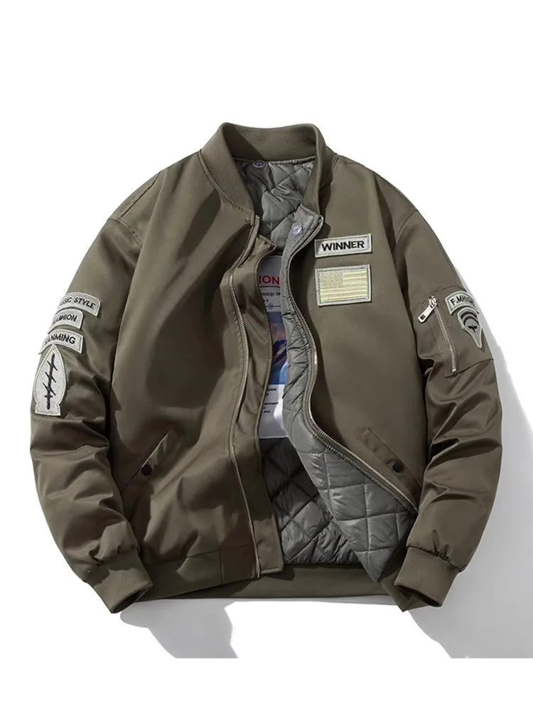 Winter Pilot Jackets Military Bomber Jacket Men Badge Thick Warm Air Force Flight Coat Women Vintage Parkas Hooded Streetwear