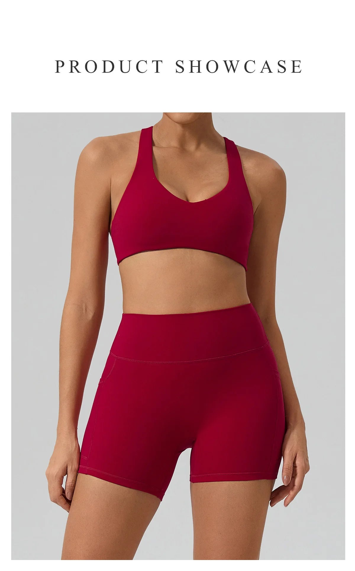 Hearuisavy Fitness Set 2Pcs Women Gym Sports Bra Running Sports Shorts With Pockets High Impact Breathable Racerback Yoga Tops