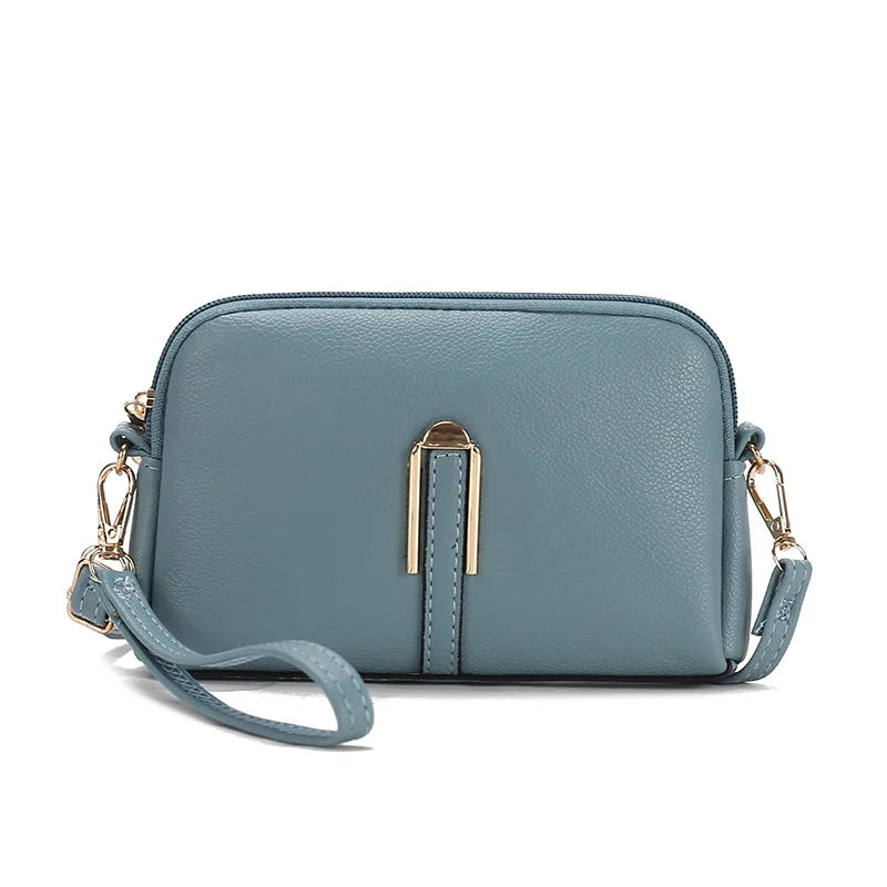 New Genuine Leather Crossbody Bag For Woman Solid Color Clutch Phone Pouch Elegant Shoulder Bag Simple Small Messenger Bag Sac