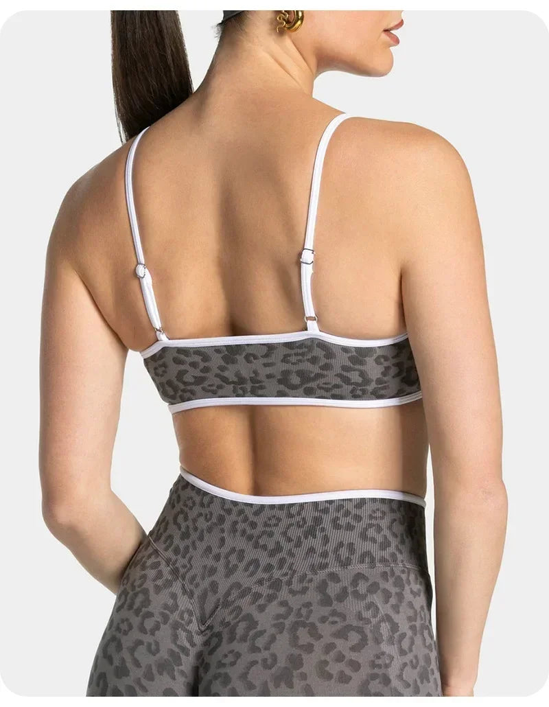 2PCS  High Quality Yoga SetNew Leopard Print Sports Underwear, Shockproof Butt Lift Workout Sports Trousers Women Activewear