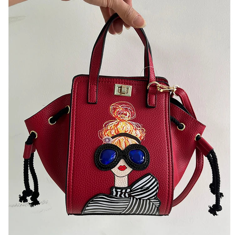 Novelty Lady Face Crossbody Bag for Women Fashion Purses and Handbags Designer Shoulder Bag Party Clutch Bat Bag Casual Totes