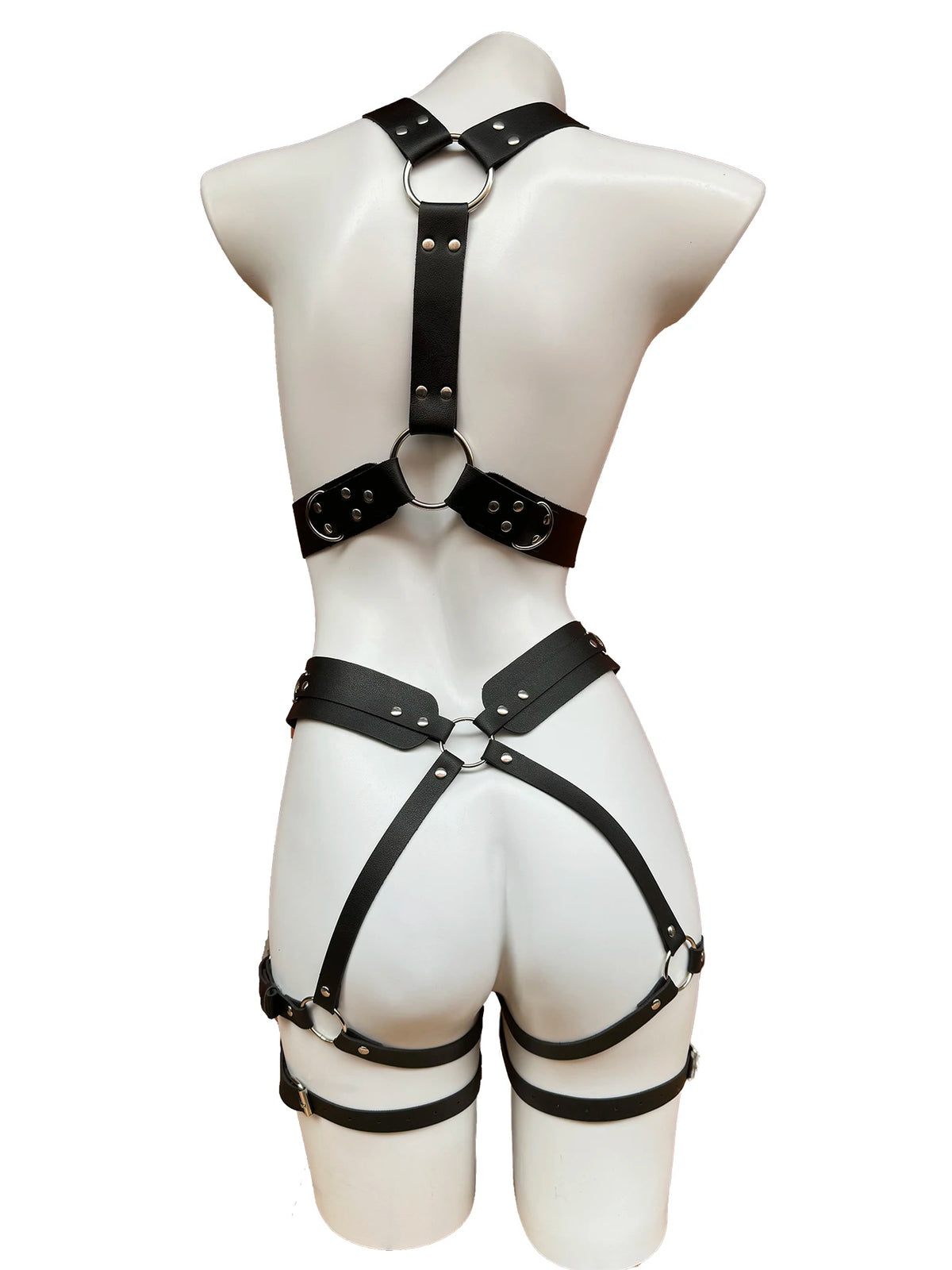 Women Body Harness Belt Set Bondage PU Leather Leg Garter Belt Chest Belt Fetish Clothing Harness Accessories