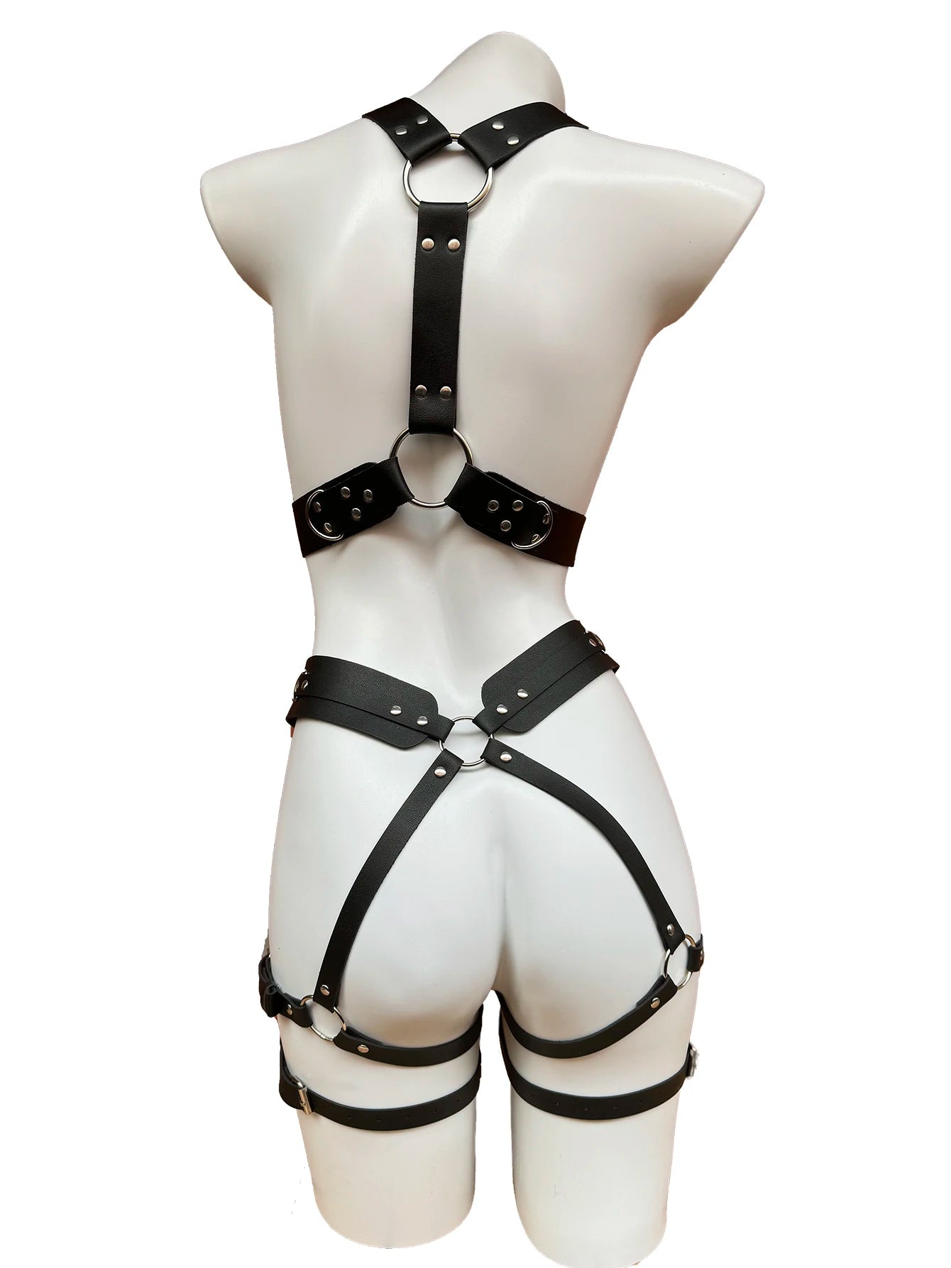 Women Body Harness Belt Set Bondage PU Leather Leg Garter Belt Chest Belt Fetish Clothing Harness Accessories