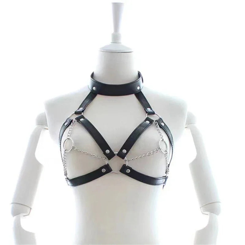 Women’s Leather Body Harness Belt -BDSM Bondage Lingerie,Adjustable Chest Straps,Fetish Intimate Adult Products Sex Toy Clothing