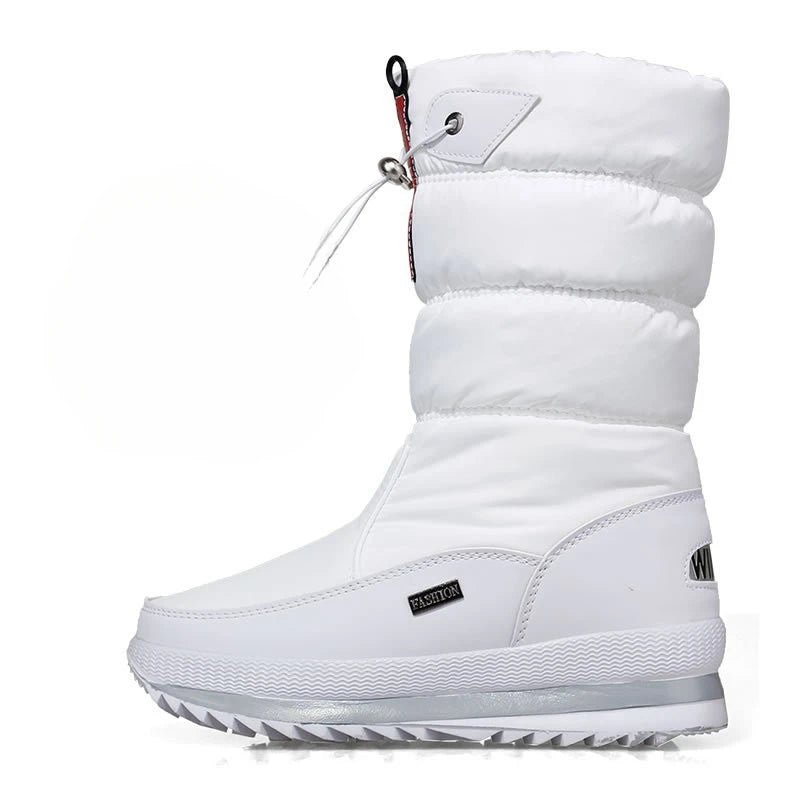 Winter thick women's snow boots Warm Plush Mid-calf Boots Non slip Waterproof  Platform Snow Boot Casual Female White shoes