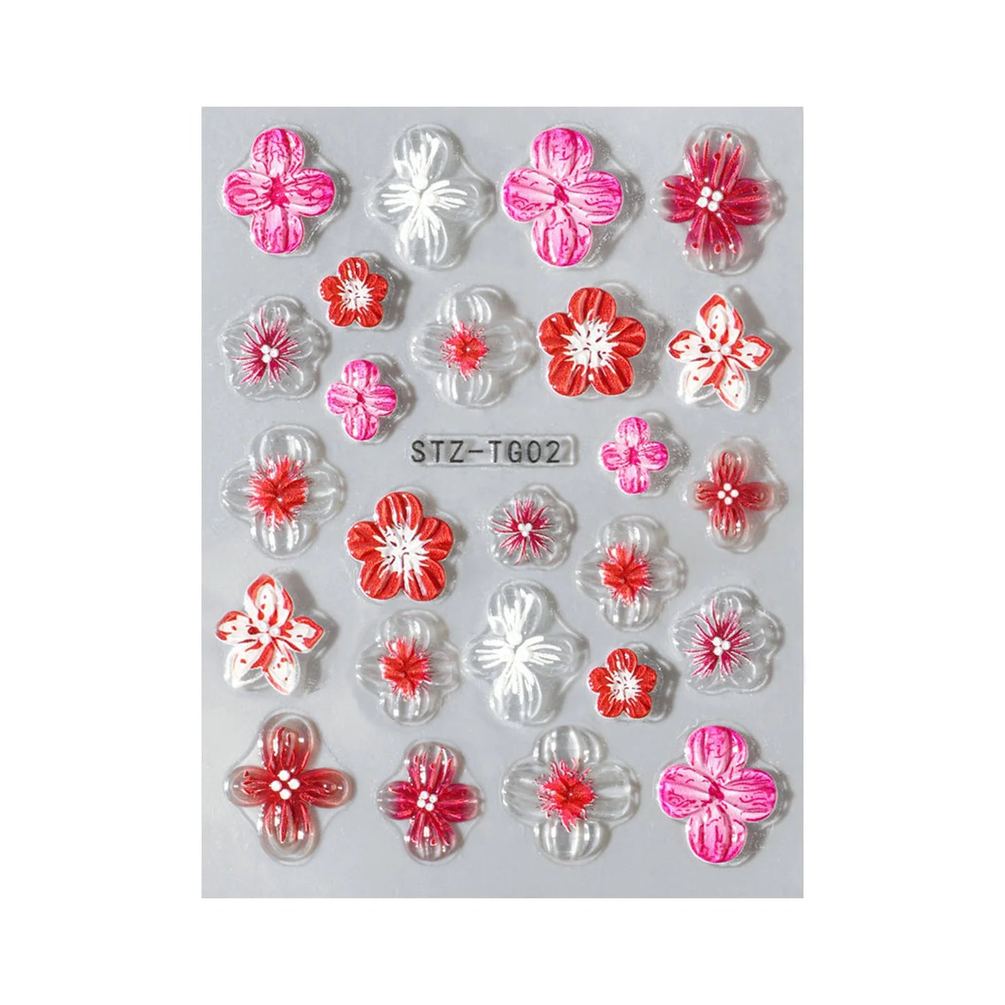 Embossed 5D Flower Nail Stickers Pink/Purple Floral Nail Decal Stickers for DIY Manicure Women Party Wedding Dating Daily Use