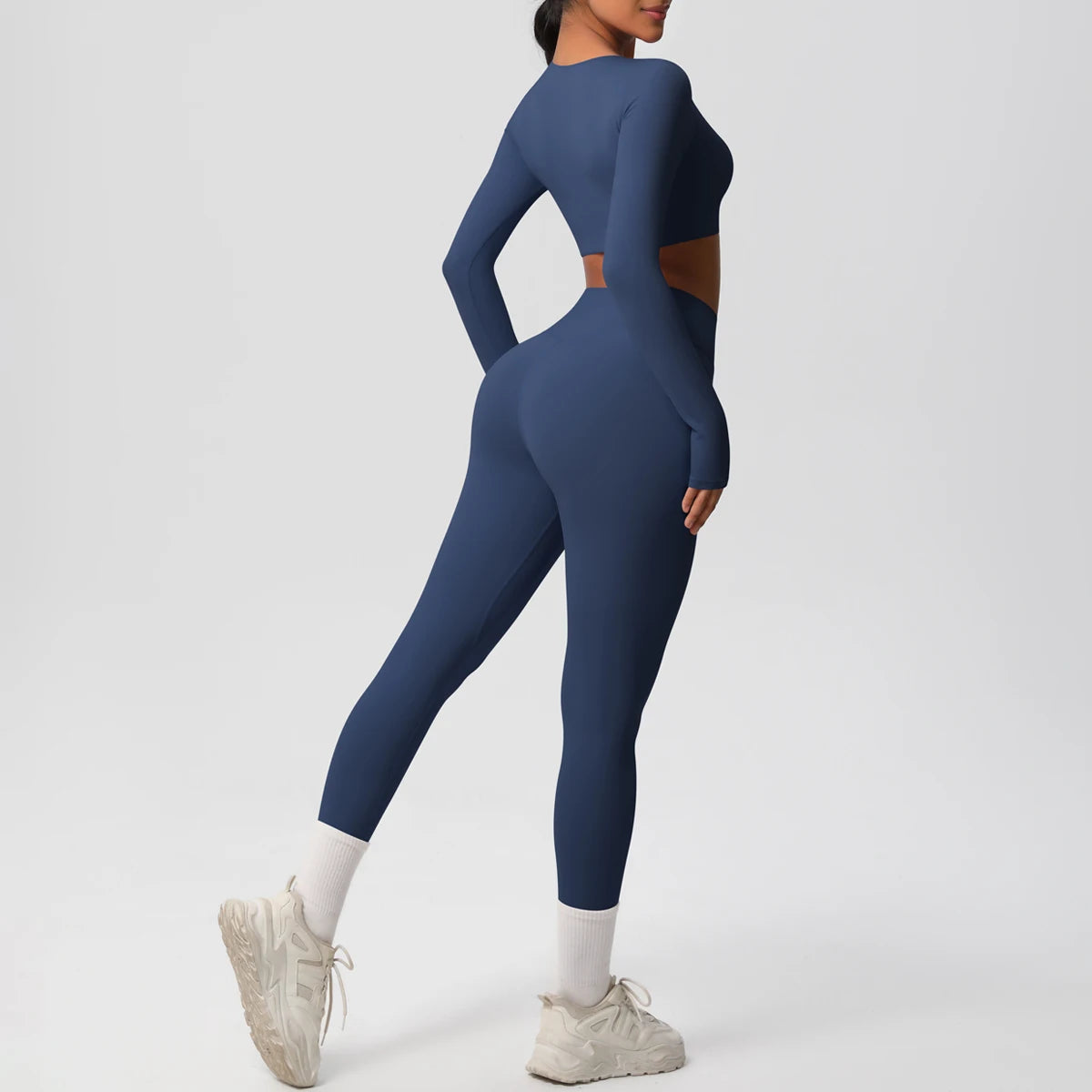 Yoga Set Women's Sportswear Yoga Clothes Fitness Long Sleeve With Padded Tracksuits Sports Suit Gym Top High Waist Leggings Sets