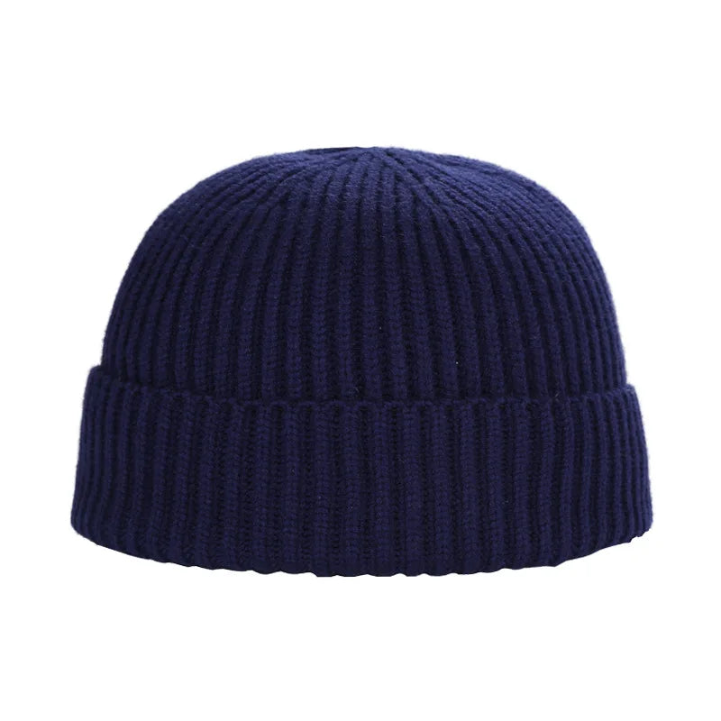 Winter Thermal Knitted Beanie Cap Warm Skull Roll Up Cuffed Hat for Outdoor Sport Running Cycling