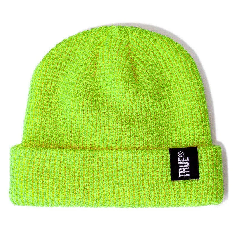 Hot Sale Daily Short Beanie Hat Unisex Sailor Style Winter Hat Men Women Ribbed Knitted Melon Cap True Letter Baggy Skull Hat
