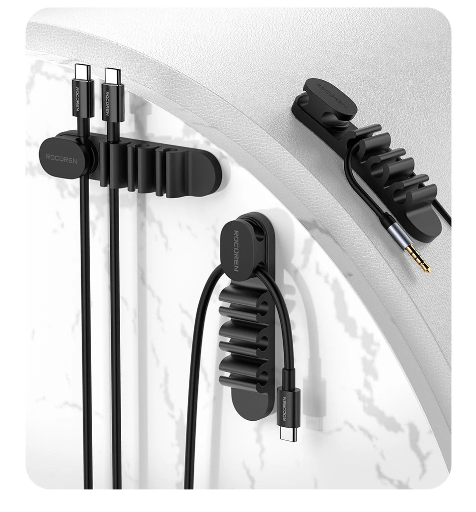 Organizer Silicone 5 Hole Cables Winder Flexible Wire Management Clips For Cable ClearanceCordProtector For Charger