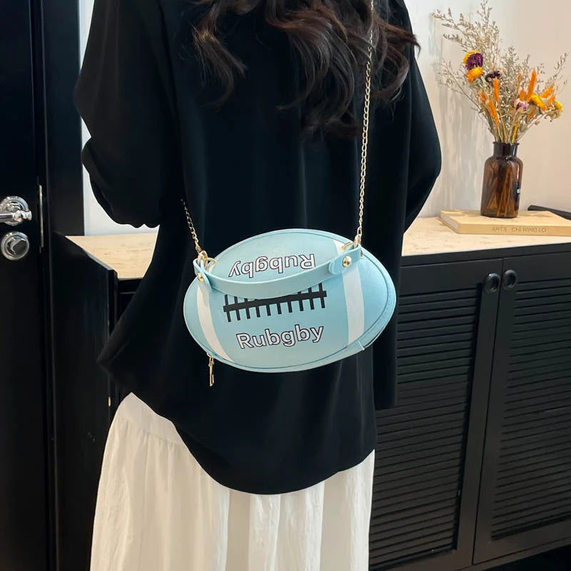 Women's American Rugby Style Crossbody Bag Fashion Large Letter Chain Ball Small Round Bags Daily Novelty Commuting Handbags
