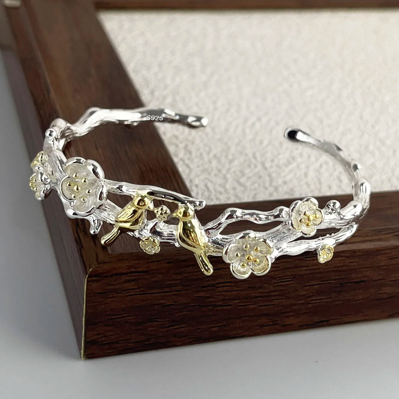 100% Solid 925 Sterling Silver Metal Bracelet for Women FLower Handmade Simple Wide Heart Chain Bracelet Birthday Gift Party