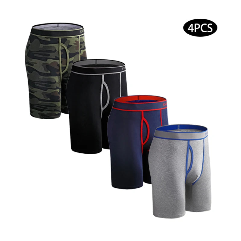 4pcs Side Opening Panties For Men Cotton Underwear Man Boxers Sexy Long Men's Panties Sports Underpants Male Brand Trunks Shorts