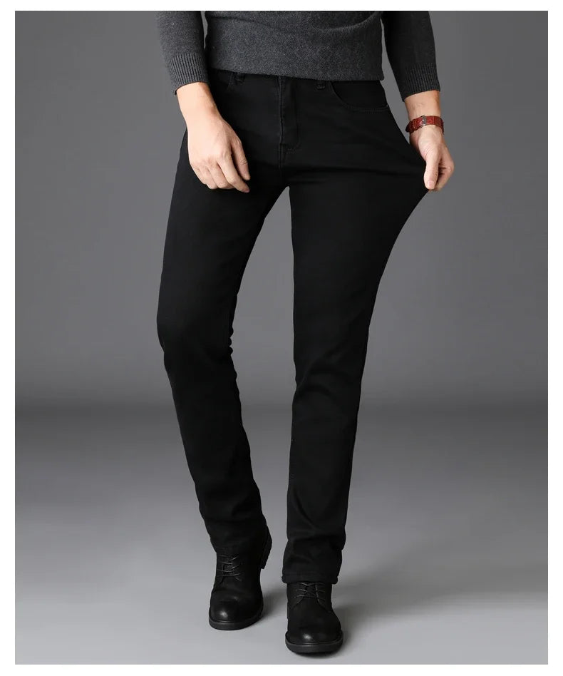 Soft Stretch Black Biker Jeans Men Classic Advanced Brand Denim Trousers Trendy Comfortable Jeans Homme Masculino Mens Pants