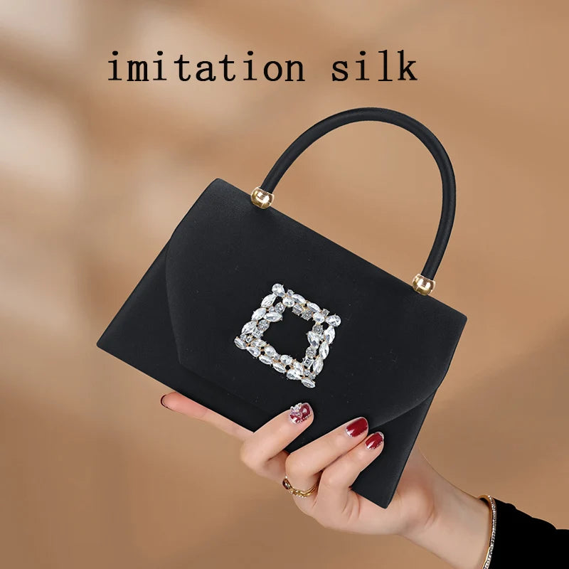 Elegant Fashion Shiny Corduroy Dinner Bag Lady's Wedding Handbag for Party and Dance Crossbody Bags Women Red Top-handle Bags