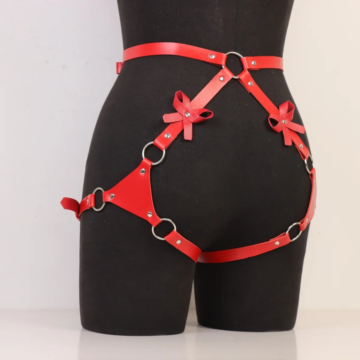 Punk Leather Thigh Straps,Punk Leather Thigh Harness,Red Waist Chain Belt for Gothic Nightclub