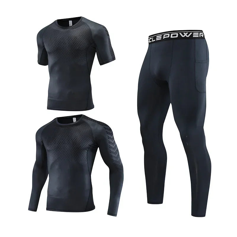 Mens Fitness Sportswear Set Moisture-wicking for Gym Running Leggings Dry Fit and Comfortable Workouts Sports Wear Clothes
