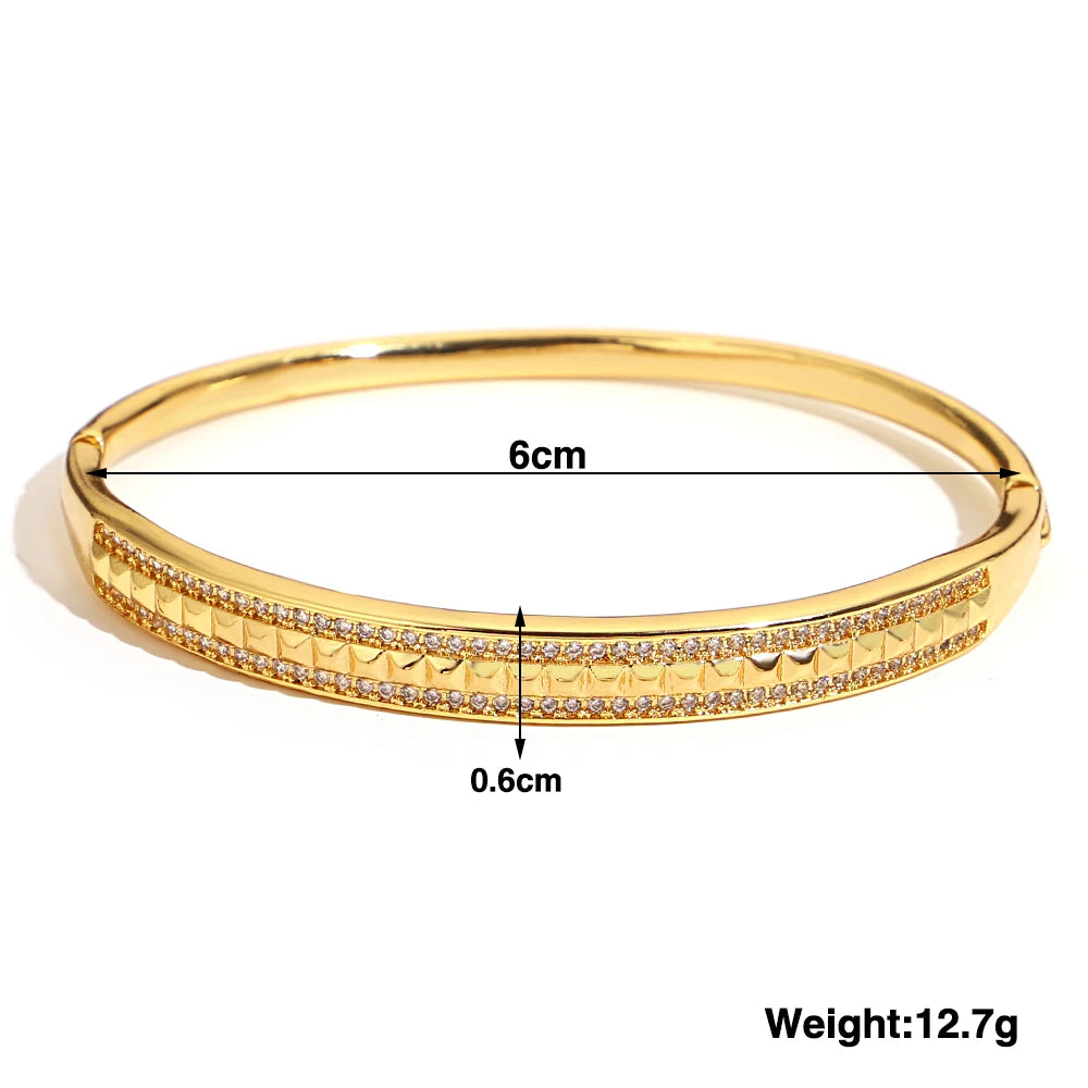 Greatera Trendy Gold Plated 316L Stainless Steel Bangles Bracelets for Women Delicate Cubic Zirconia Bracelet Party Jewelry 2024