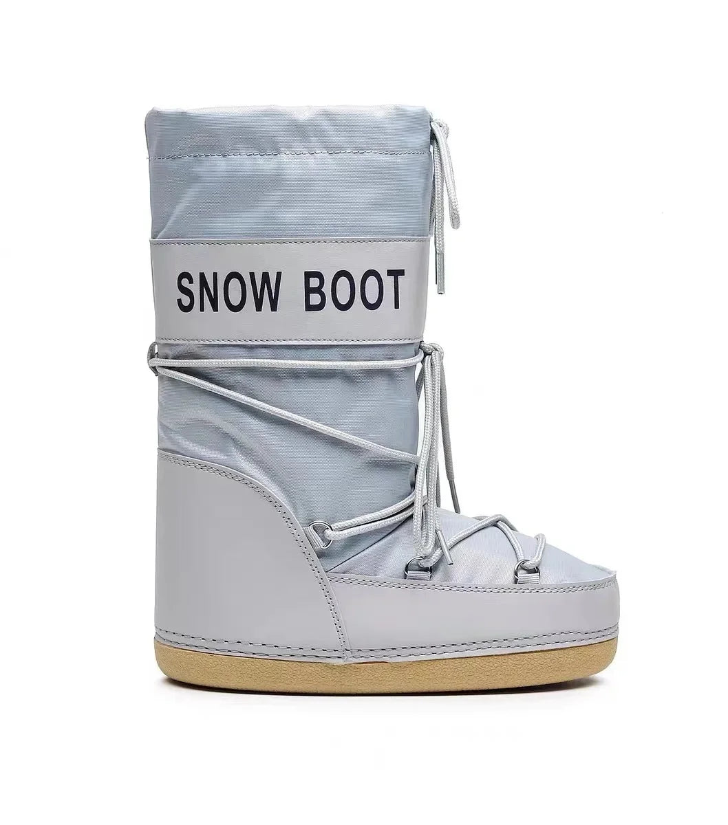 Fashionable round Toe Mid-Calf Snow Boots Women's Thickened Moon Shoe Winter Skiing Space Boots Popular round Toe Rubber Sole