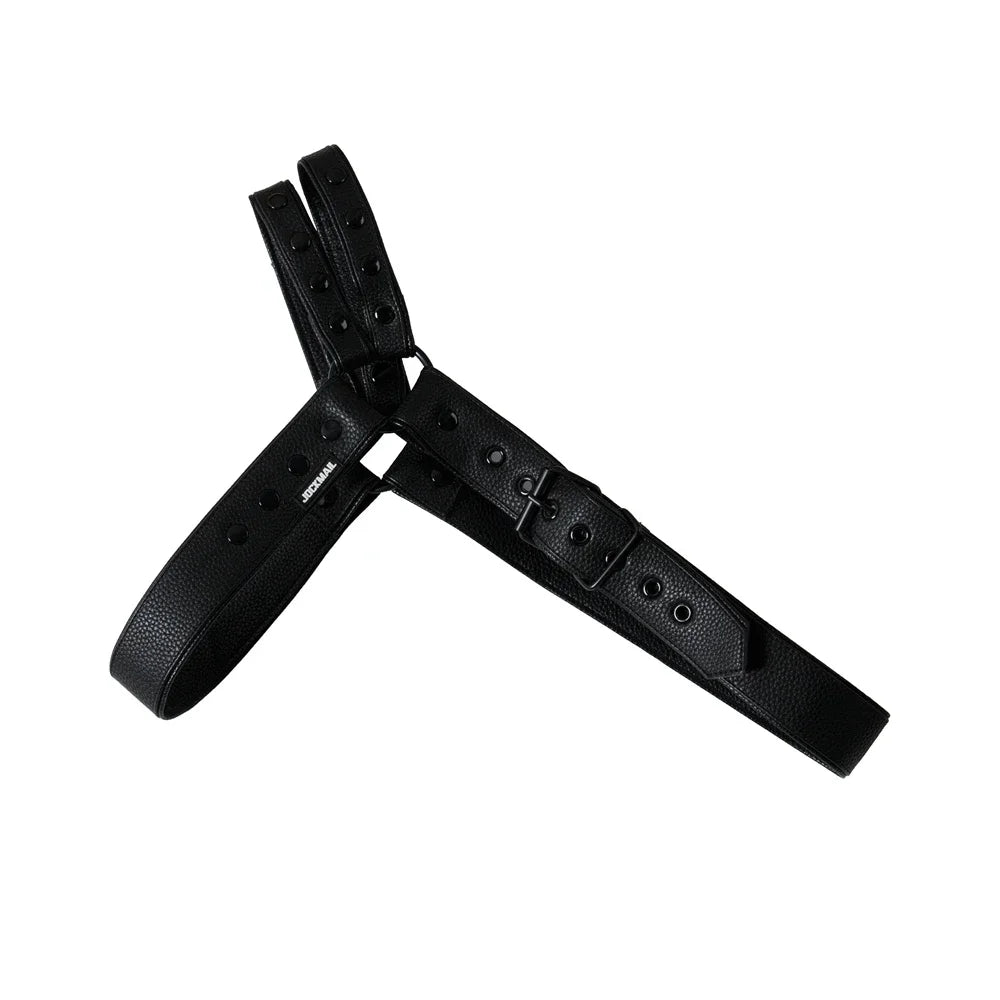 Men's Leather Tri Harness Chest Armor Buckles Adjustable Size Removable Pouch Faux Leather Jockstrap Underwear  Costumes