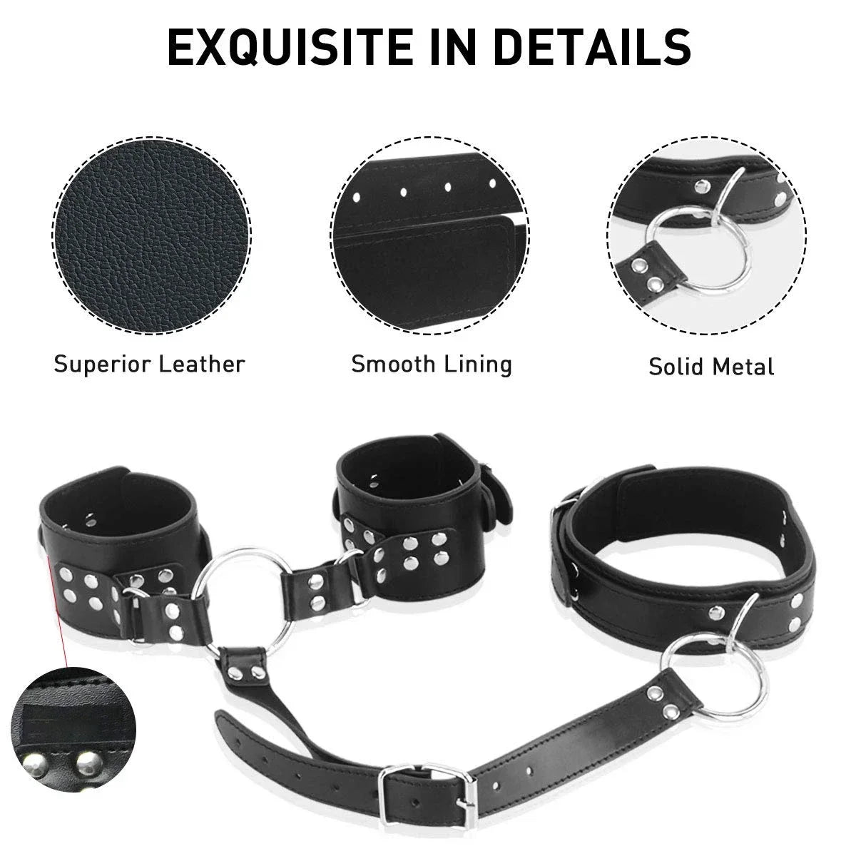 Neck to Wrist Restraints Kit with Nipple Clamps Gag S*x Toys for Women Adjustable Back Handcuffs Collar Bondage SM Sex Game Toys