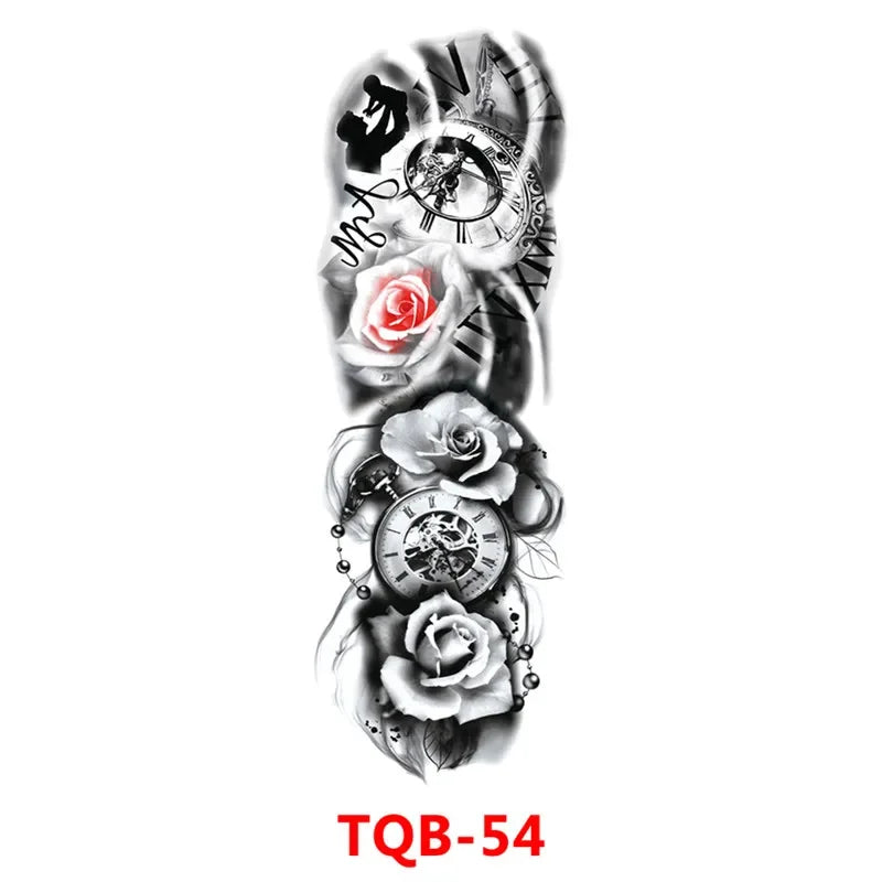 Waterproof Temporary Tattoo Sticker Full Arm Large Skull Old School Tatoo Stickers Flash Fake Tattoos for Men Women