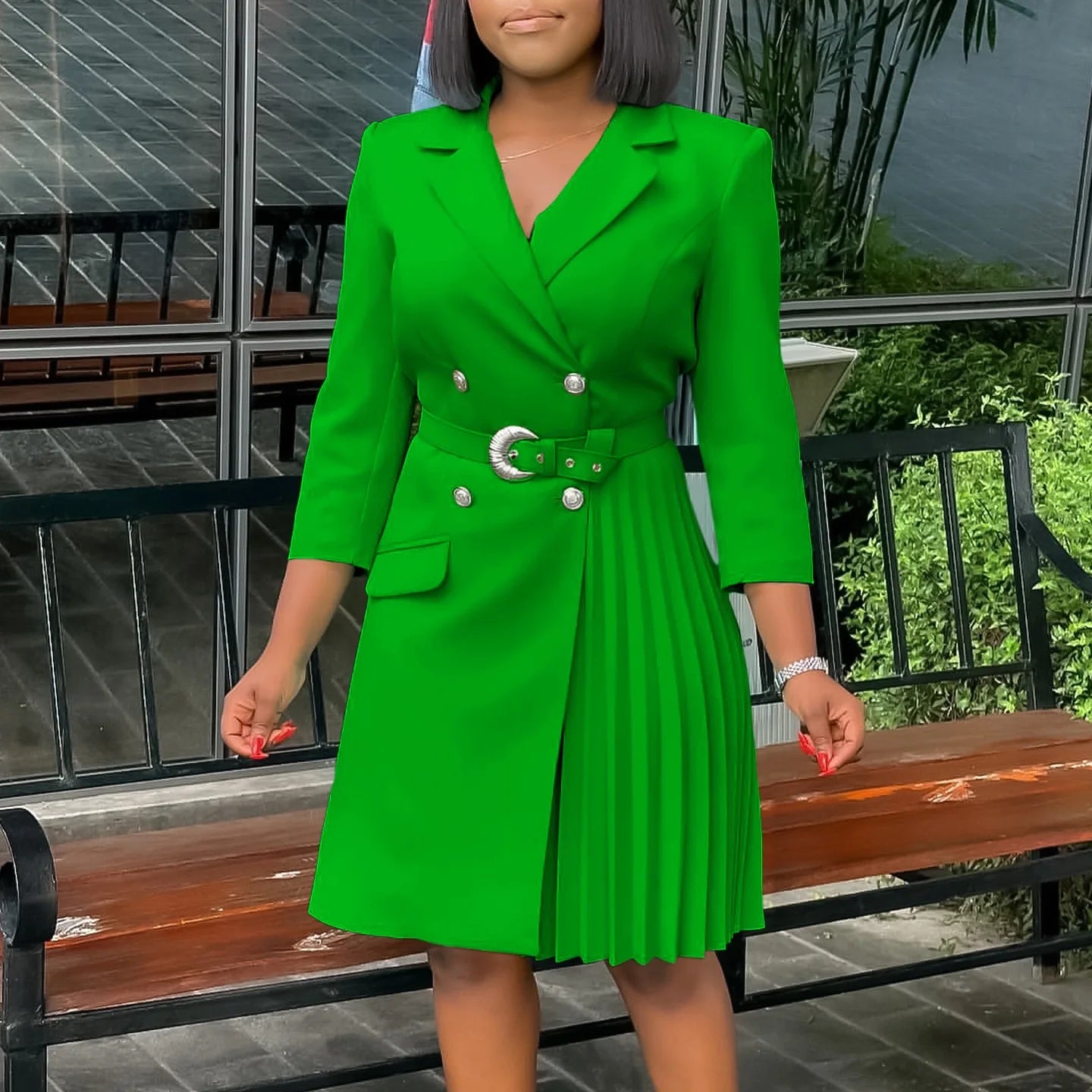 Elegant Dresses for Woman  Autumn Winter New Trends Notched Collar Full Sleeve Sashes Pleated Mid Calf Solid Fashion Dress