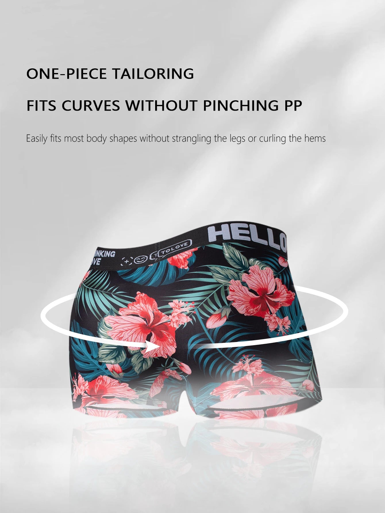 Explosive 4 pairs of men's trendy underwear breathable flowers printed boxer shorts boys explosive boxer shorts non-marking brea