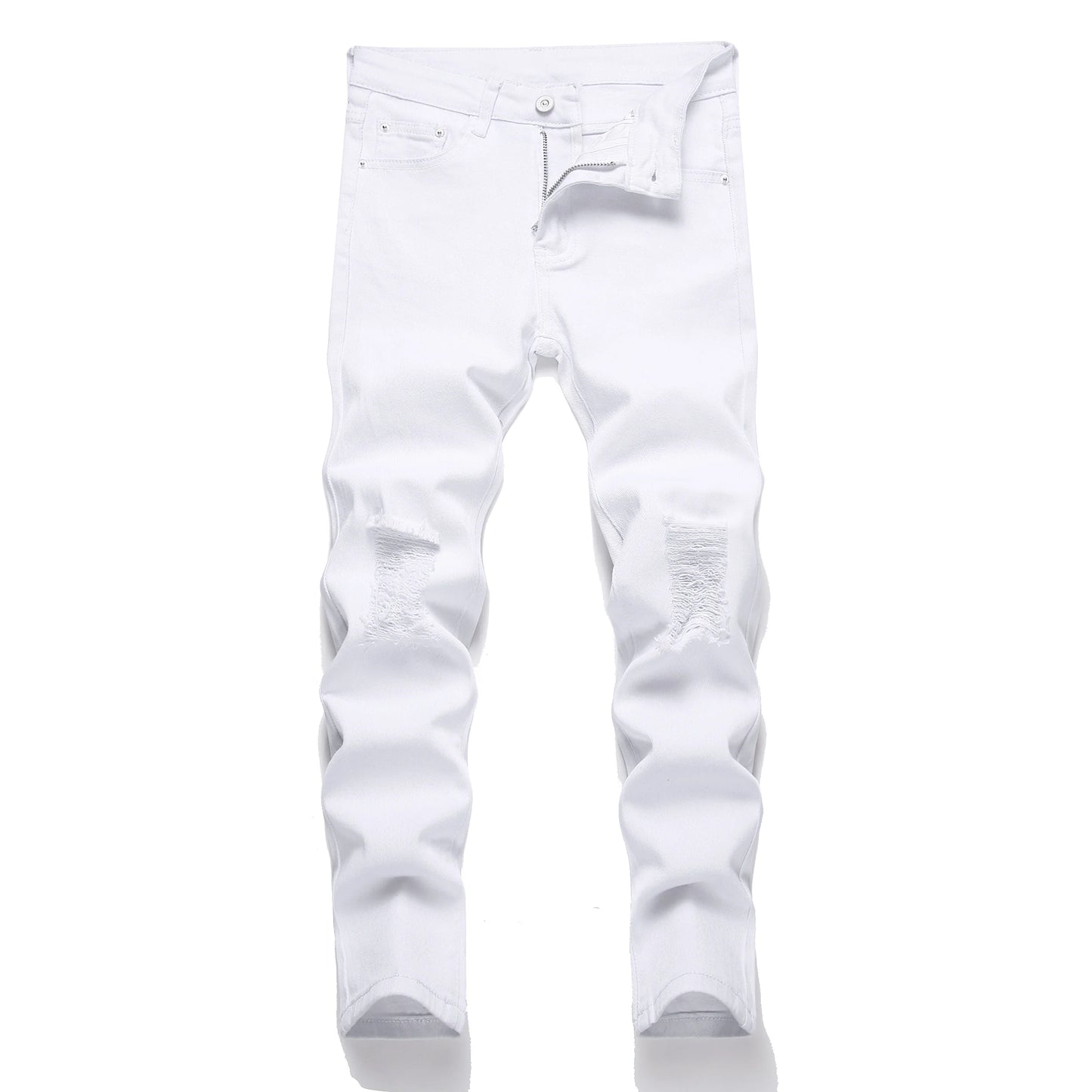 Boys' Cartoon Straight-leg Ripped Jeans Children Washed Non-stretch Denim Trousers Big Kids Casual Pants
