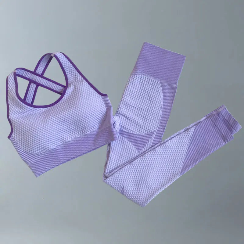 Yoga Suits Women Fitness Wear Gym Set Sports Outfits Training Exercise Workout Pants Long Sleeve Crop Top Bra Womens Tracksuits