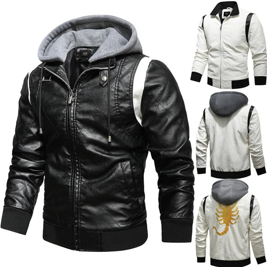2023 herbst Winter herren Leder Jacke Hohe Qualität Korea Mode Jugend Mit Kapuze Leder Mäntel EUR Größe 3XL Blouson Homme hiver