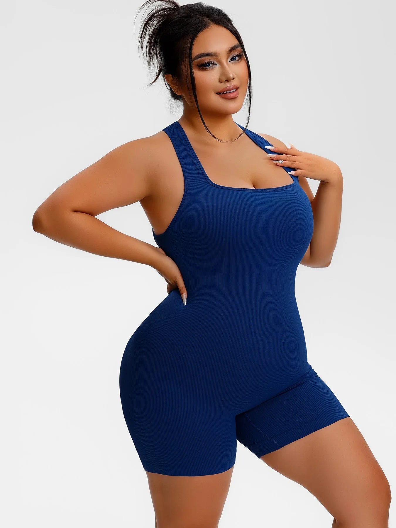 New plus size women's sports jumpsuit yoga suit suspender beautiful back fitness quick-drying high-end buttocks shapewear